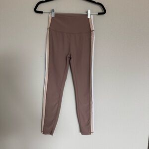 Wilo The Label Women’s Leggings Brown Ribbed Striped Active Yoga Pilates Pant Sm